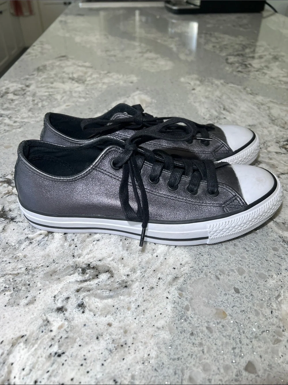 Leather Converse Chuck Taylor All Star Metallic Low Top Slate Gray Pewter EU37.5